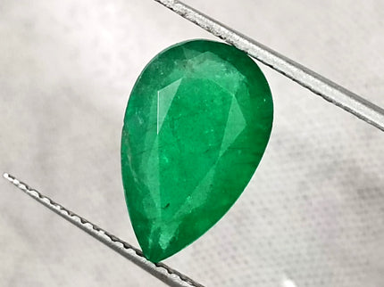 Zambian Emerald 3.05ct Natural Certified Deep Velvet Green Pear Cut Gemstone