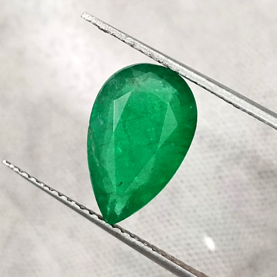 Zambian Emerald 3.05ct Natural Certified Deep Velvet Green Pear Cut Gemstone
