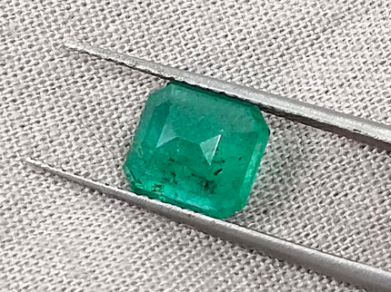 2.11ct Zambian Emerald, Medium Light Green Octagon Cut Loose Gemstone