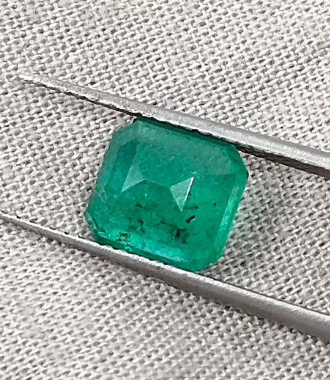 2.11ct Zambian Emerald, Medium Light Green Octagon Cut Loose Gemstone