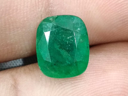 Zambian Emerald 4.12ct Certified Natural Medium Deep Green Cushion Cut Loose Stone