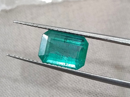 Natural Emerald 1.87ct Zambian SGL Certified Medium Bluish Green Octagon Cut Minor Oiled Loose Gemstone