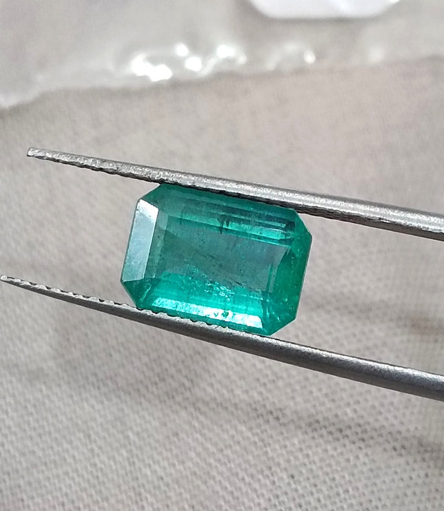 Natural Emerald 1.87ct Zambian SGL Certified Medium Bluish Green Octagon Cut Minor Oiled Loose Gemstone