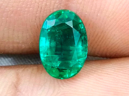 3.02ct Zambian Emerald, Certified Natural Deep Vivid Green Oval Cut Loose Gemstone