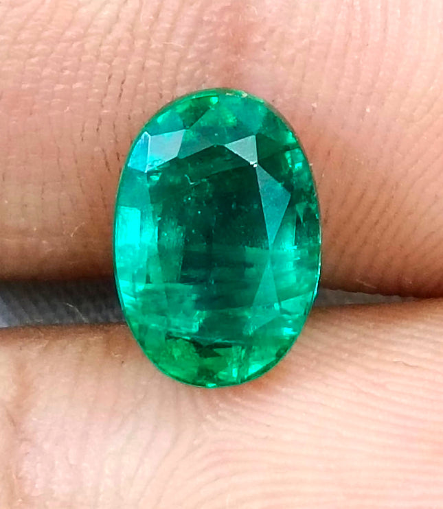 3.02ct Zambian Emerald, Certified Natural Deep Vivid Green Oval Cut Loose Gemstone