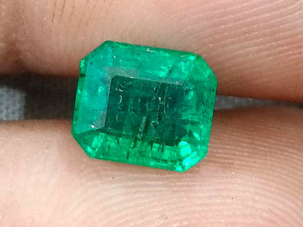 Zambian Emerald 2.30ct Intense Spring Green Octagon Cut Loose Gemstone