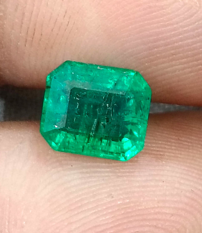 Zambian Emerald 2.30ct Intense Spring Green Octagon Cut Loose Gemstone
