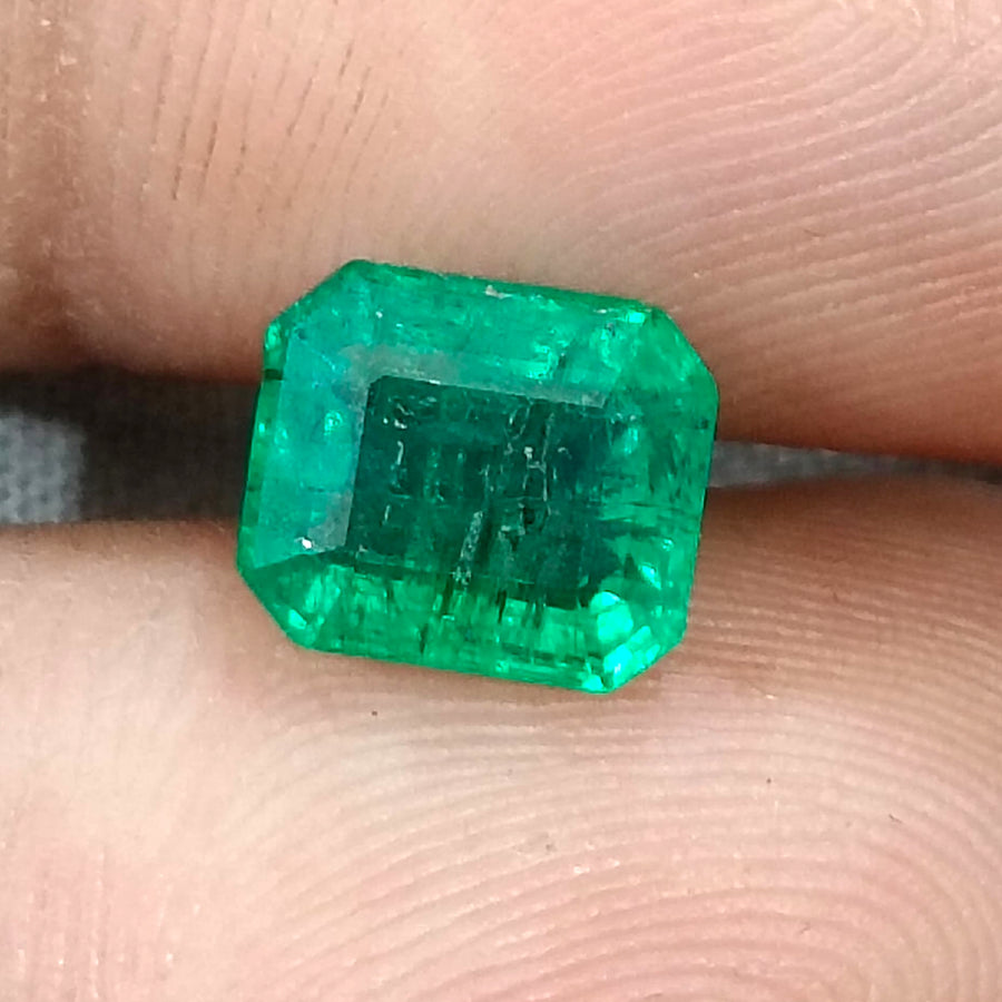 Zambian Emerald 2.30ct Intense Spring Green Octagon Cut Loose Gemstone
