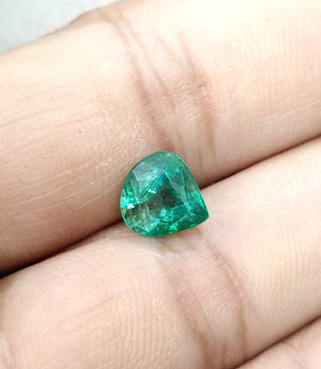 2.44ct Natural Emerald SGL Certified Pear Cut Sparkling Medium Deep Green Gemstone