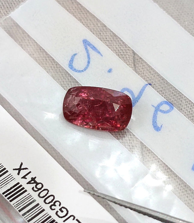 2.96ct Unheated Mozambique Ruby Rasberry Red SGL Certified Cushion Cut Loose Gemstone