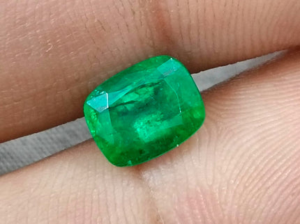 Panjshir Emerald 2.07ct Vivid Medium Deep Green Certified Natural Cushion Cut Loose Gemstone