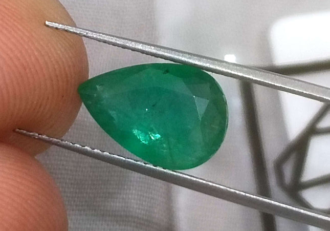 3.25ct GSI USA Certified Velvet Green Zambian Emerald Minor Oiled Loose Gemstone