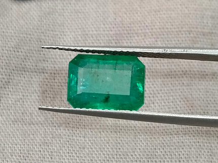 3.15ct Zambian Emerald, Certified Natural Deep Green Octagon Cut Gemstone