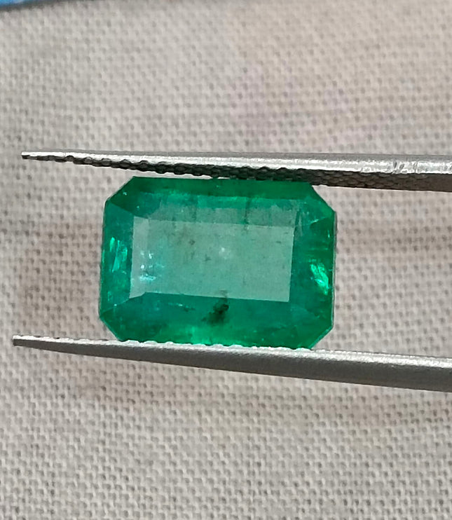 3.15ct Zambian Emerald, Certified Natural Deep Green Octagon Cut Gemstone
