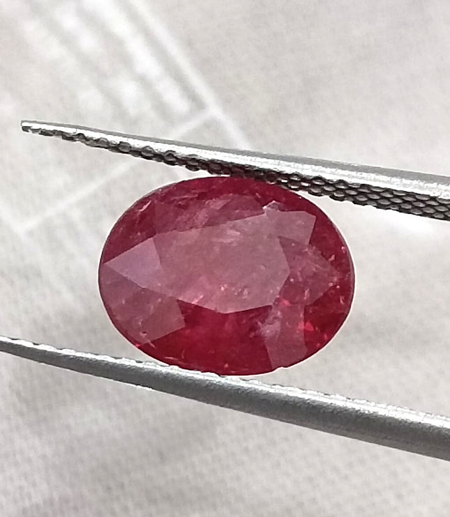 2.03ct Unheated Natural Ruby Mozambique SGL Certified Deep Rasberry Red Gemstone