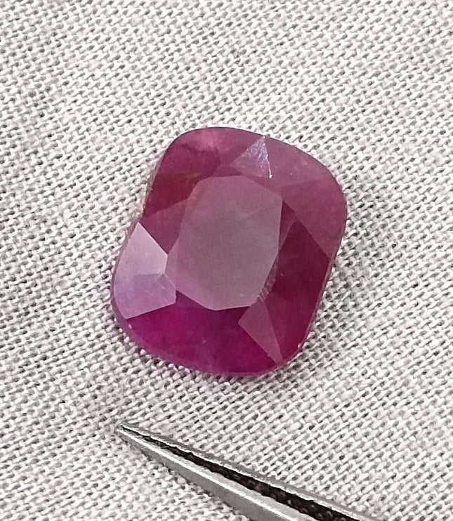 Natural Ruby 5.87ct Certified untreated Cushion Cut Loose Gemstone
