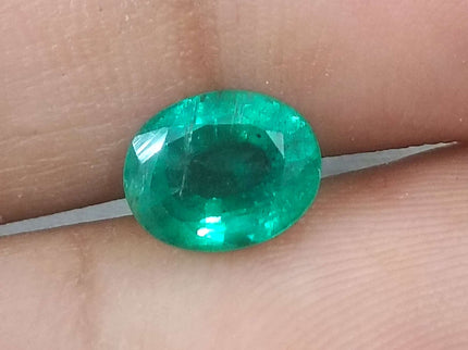 Certified 1.56ct Natural Zambian Emerald Deep Green Oval Cut Loose Gemstone