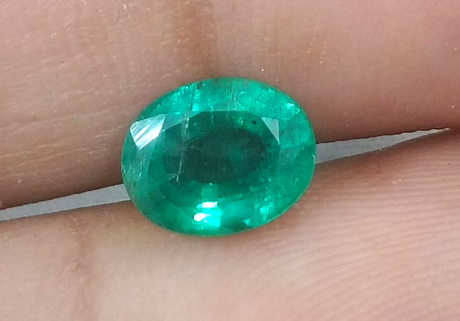 GSI Certified 1.56ct Deep Green Natural Emerald Minor Oiled Loose Gemstone