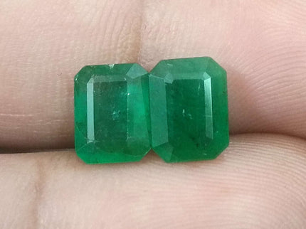 Natural Emerald Pair 3.63ct/2pcs Zambian Origin Loose Gemstones