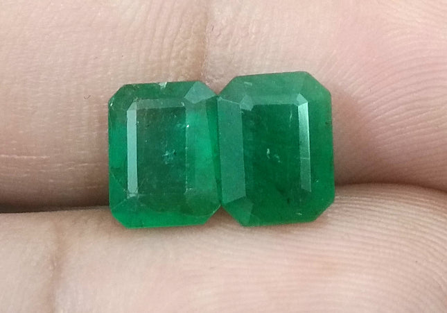 3.63ct/2pcs Emerald Cut Zambian Emerald Pair Natural Loose Gemstones