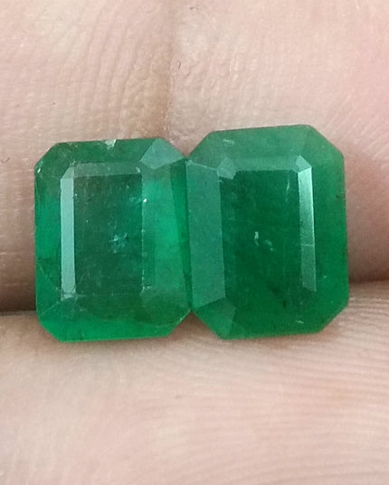 3.63ct/2pcs Emerald Cut Zambian Emerald Pair Natural Loose Gemstones