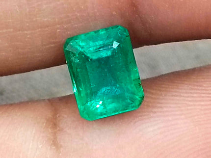 1.67ct Medium Intense Green Natural Emerald Emerald Cut Loose Gemstone