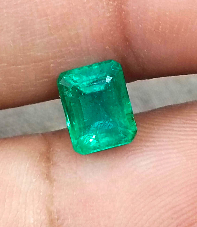 1.67ct Medium Intense Green Natural Emerald Emerald Cut Loose Gemstone