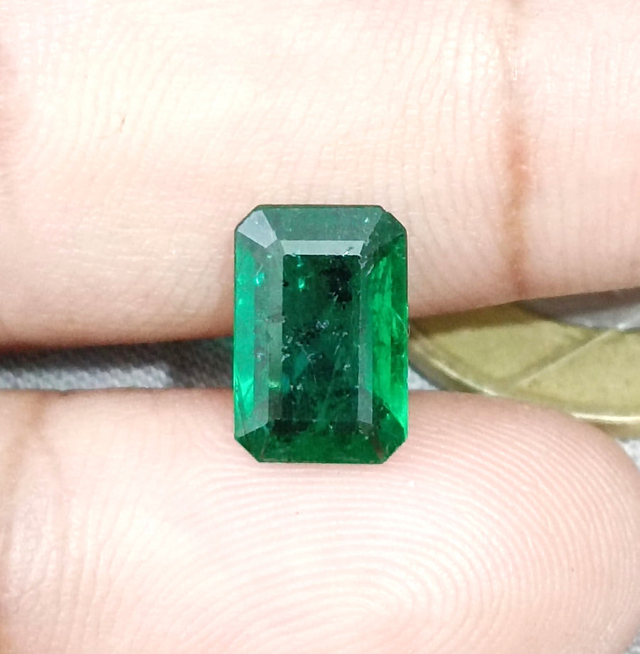 2.26ct Natural Emerald Vivid Green Zambian Octagon Cut Gemstone