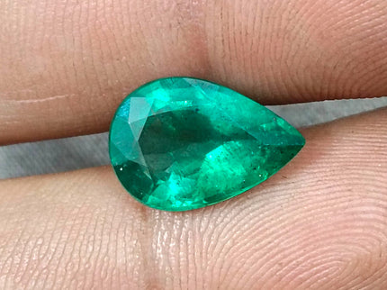Zambian Emerald 4.83ct Natural Certified Medium Deep Forest Green Pear Cut Loose Gemstone