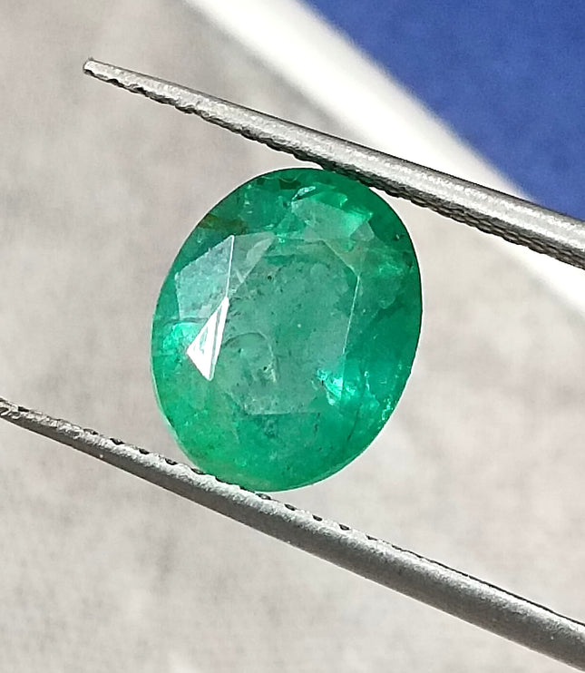 Zambian Emerald 2.28ct Certified Intense Green Oval Cut Loose Gemstone