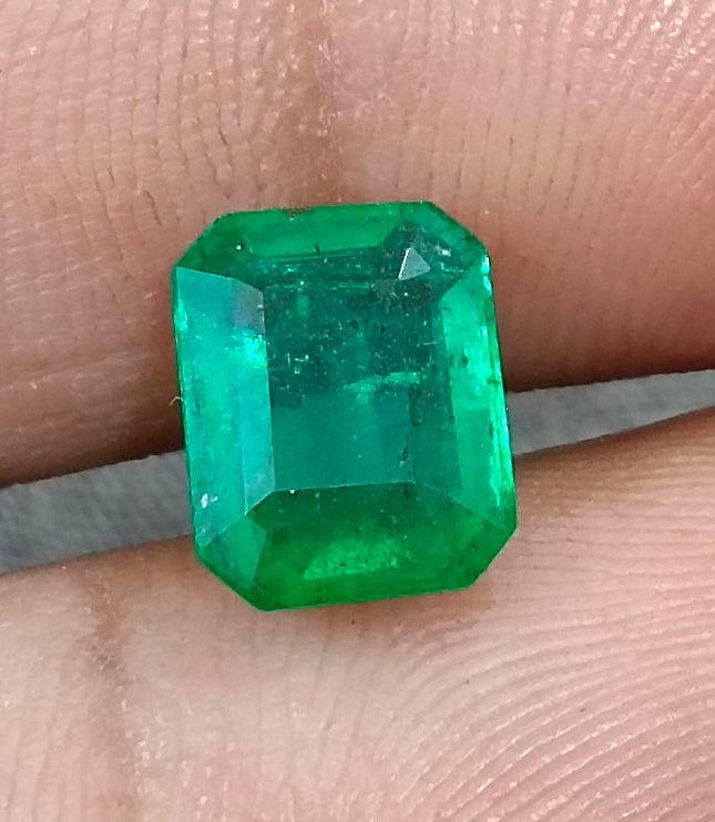 Zambian Emerald 2.40ct Alpine Green Certified Natural Octagon Cut Loose Gemstone