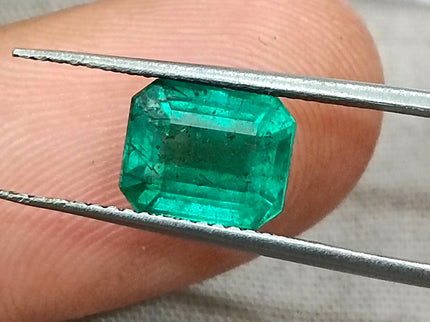 2.15ct Certified Zambian Emerald, Natural Medium Green Octagon Cut Gemstone