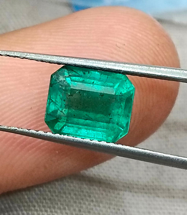 2.15ct Certified Zambian Emerald, Natural Medium Green Octagon Cut Gemstone