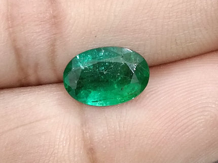 1.92ct Natural Emerald SGL Certified Deep Intense Green Oval Cut Loose Gemstone