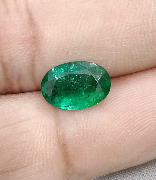 1.92ct Natural Emerald SGL Certified Deep Intense Green Oval Cut Loose Gemstone