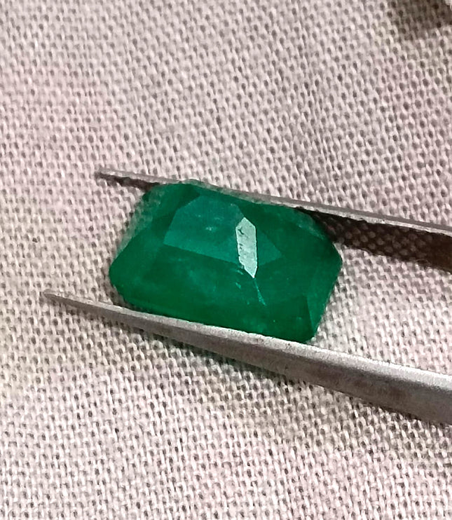 Zambian Emerald 3.29ct Deep Green Octagon Cut Gemstone