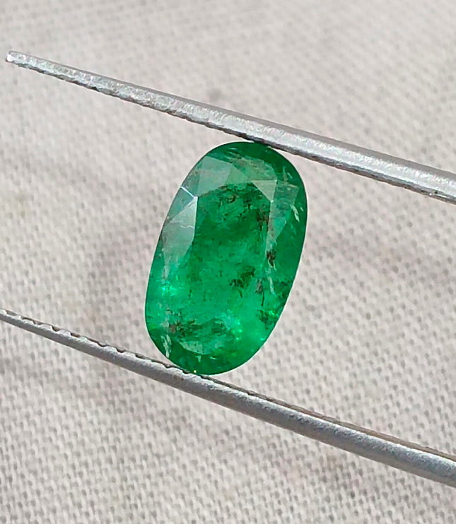 1.25ct Natural Emerald Vivid Deep Green Zambian Oval Cut Loose Gemstone