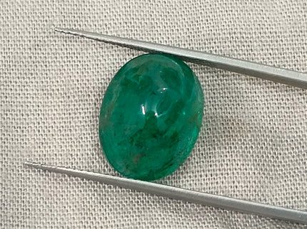 7.15ct Cabochon Cut Vivid Deep Green Natural Zambian Emerald Minor Oiled Loose Gemstone