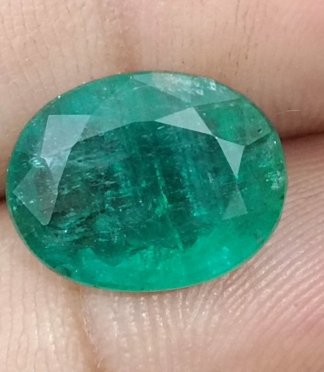 Natural Zambian Emerald 6.54ct Medium Deep Forest Green Oval Cut Big Size Gemstone
