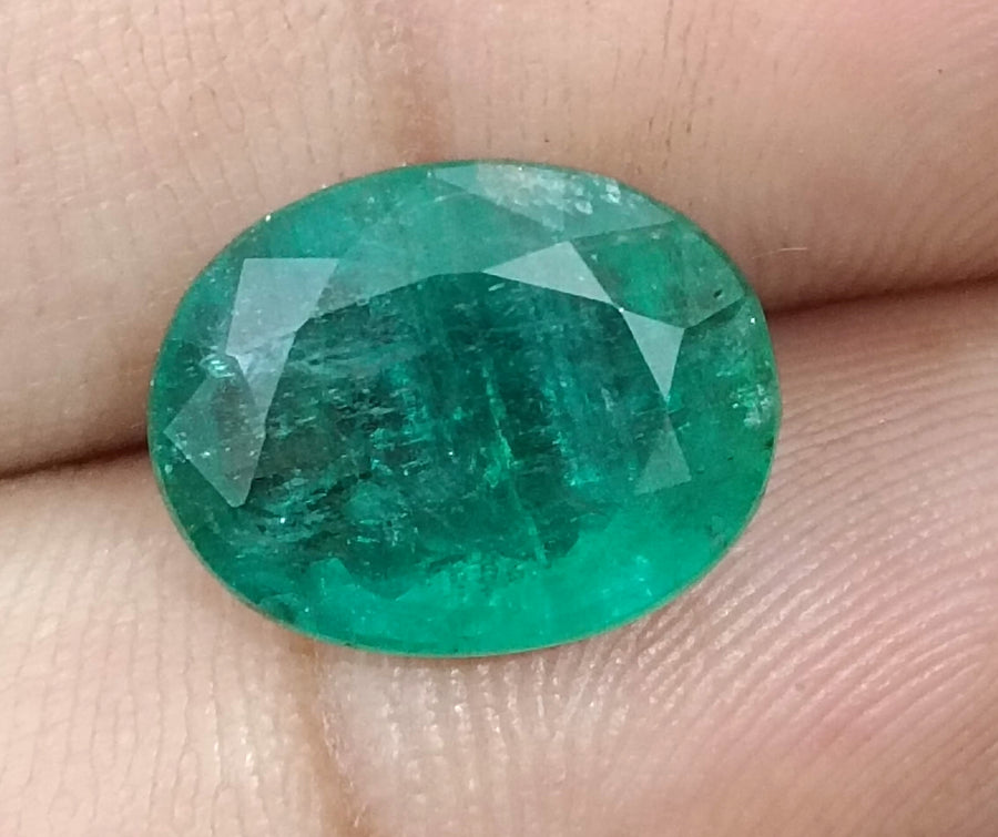 Natural Zambian Emerald 6.54ct Medium Deep Forest Green Oval Cut Big Size Gemstone