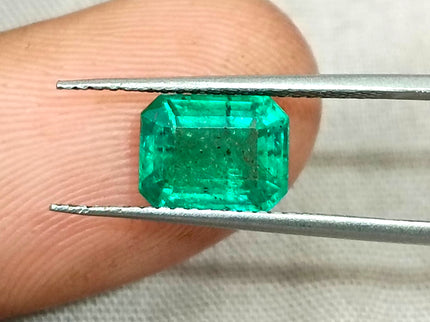 1.95ct Zambian Emerald, Medium Bright Green Octagon Cut Certified Natural Loose Gemstone