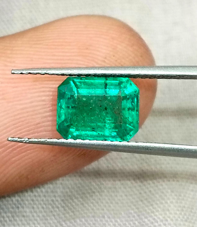 1.95ct Zambian Emerald, Medium Bright Green Octagon Cut Certified Natural Loose Gemstone