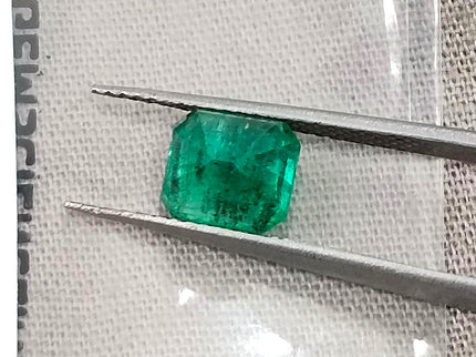 1.59ct Zambian Emerald, Certified Natural Deep Pure Green Octagon Cut Gemstone