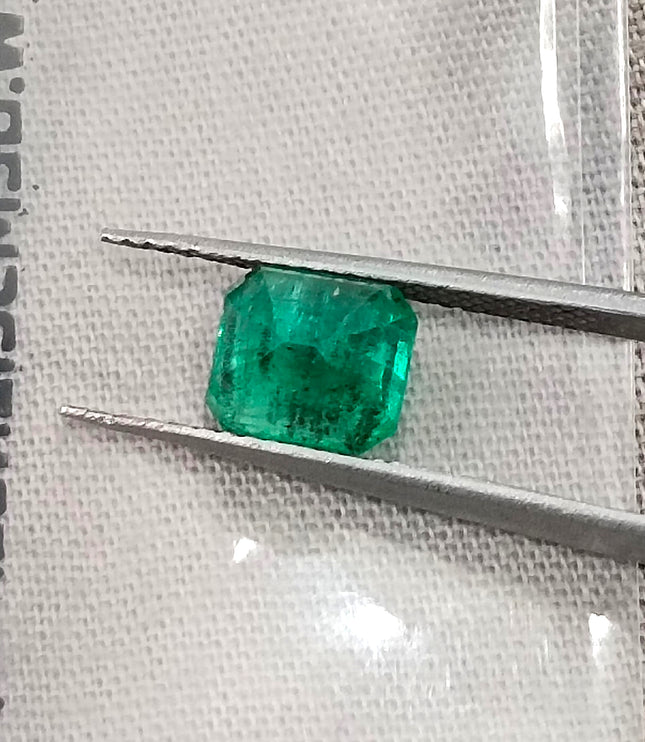 1.59ct Zambian Emerald, Certified Natural Deep Pure Green Octagon Cut Gemstone
