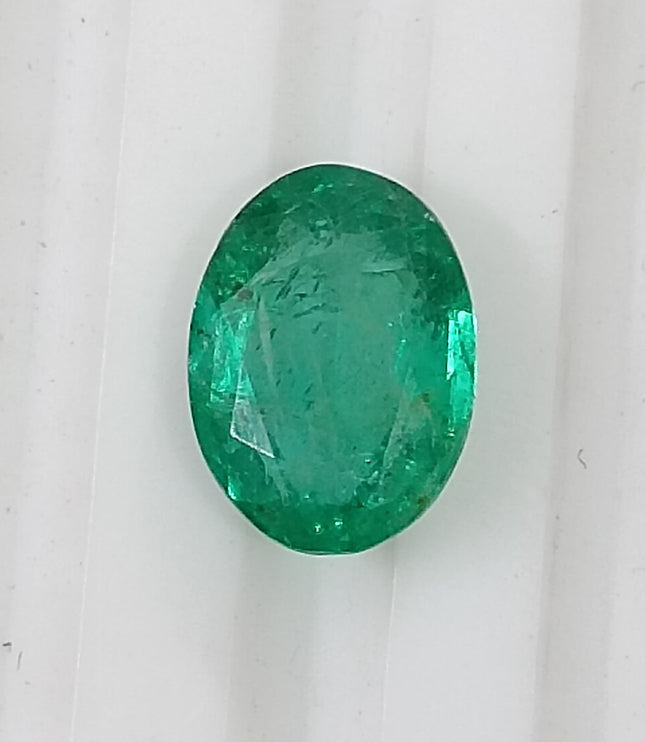 Quality Natural Zambian Emerald 1.24ct Spring Green Color Oval Cut Gemstone