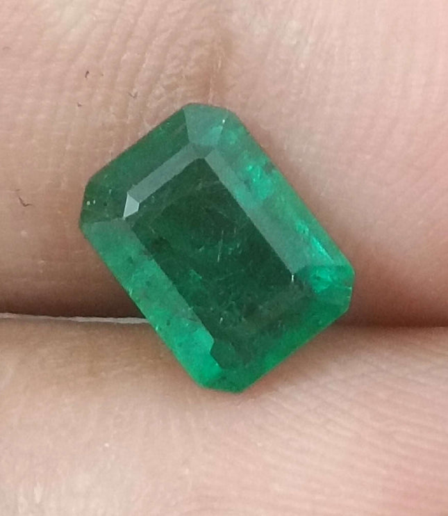 Certified 1.51ct Natural Zambian Emerald, Deep Green.