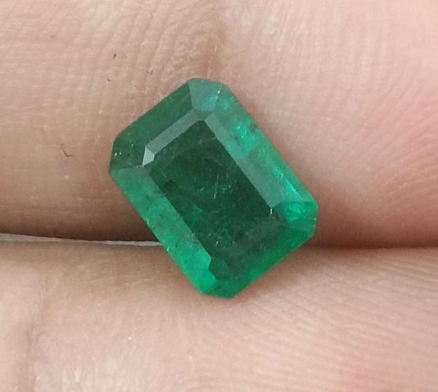 Certified 1.51ct Natural Zambian Emerald, Deep Green.