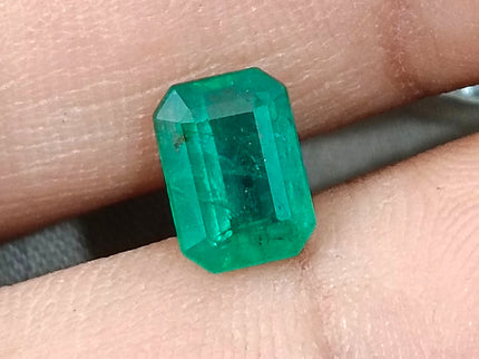 Zambian Emerald 1.70ct Certified Natural Deep Green Octagon Cut Gemstone