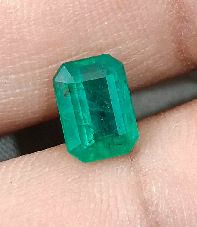 Zambian Emerald 1.70ct Certified Natural Deep Green Octagon Cut Gemstone