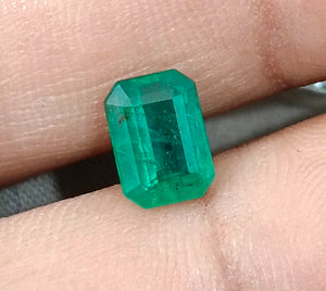 Zambian Emerald 1.70ct Certified Natural Deep Green Octagon Cut Gemstone